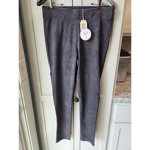 Mud Pie Womens Tyler Pull-on Pants Leggings Faux Suede Gray Sz M NWT